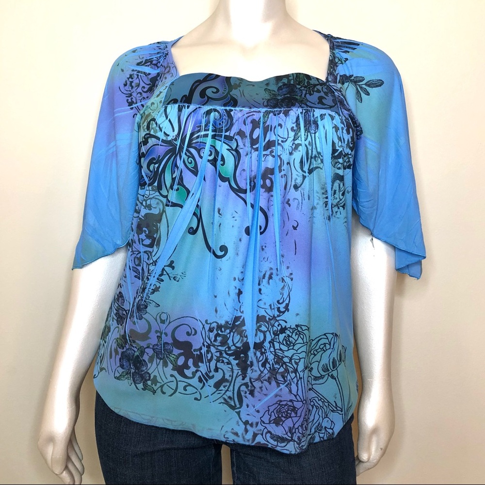 One World Blue Butterfly Lightweight Top 1X